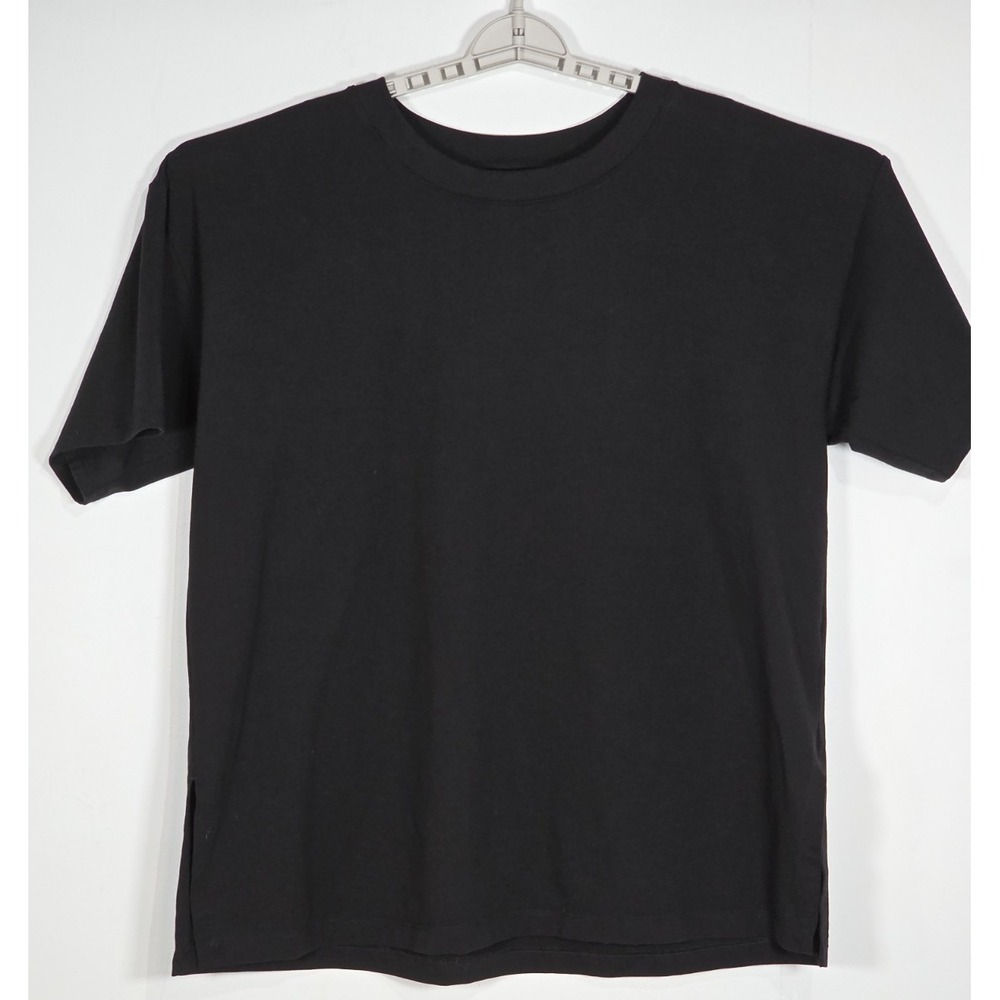 Eileen Fisher Womens XL Black Organic Cotton Short Sleeve Crew Neck T Shirt Top